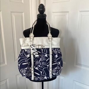 Emilie M NWT Floral Navy and White Shoulder Bag.